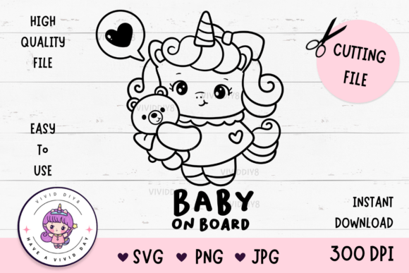 Baby on Board SVG Baby Unicorn SVG Bear