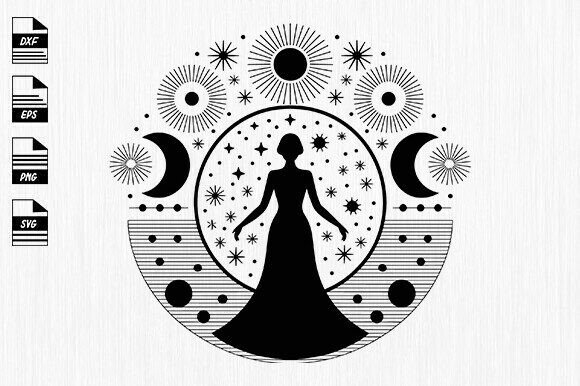 Celestial Boho SVG Design for Real Embroidery