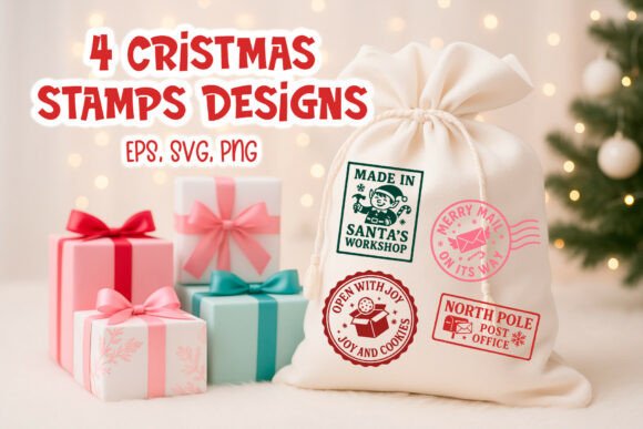 Christmas Santa Sack Stamp SVG Clipart Review