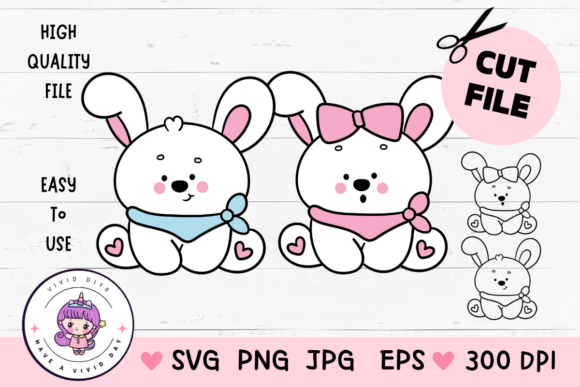 Easter Bunny SVG for Cricut Kawaii Cute