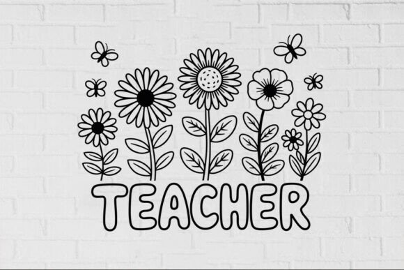 Floral Teacher SVG - Flower Butterfly