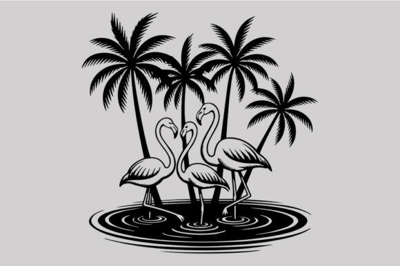 Tropical Flamingo Paradise SVG-Palm Tree